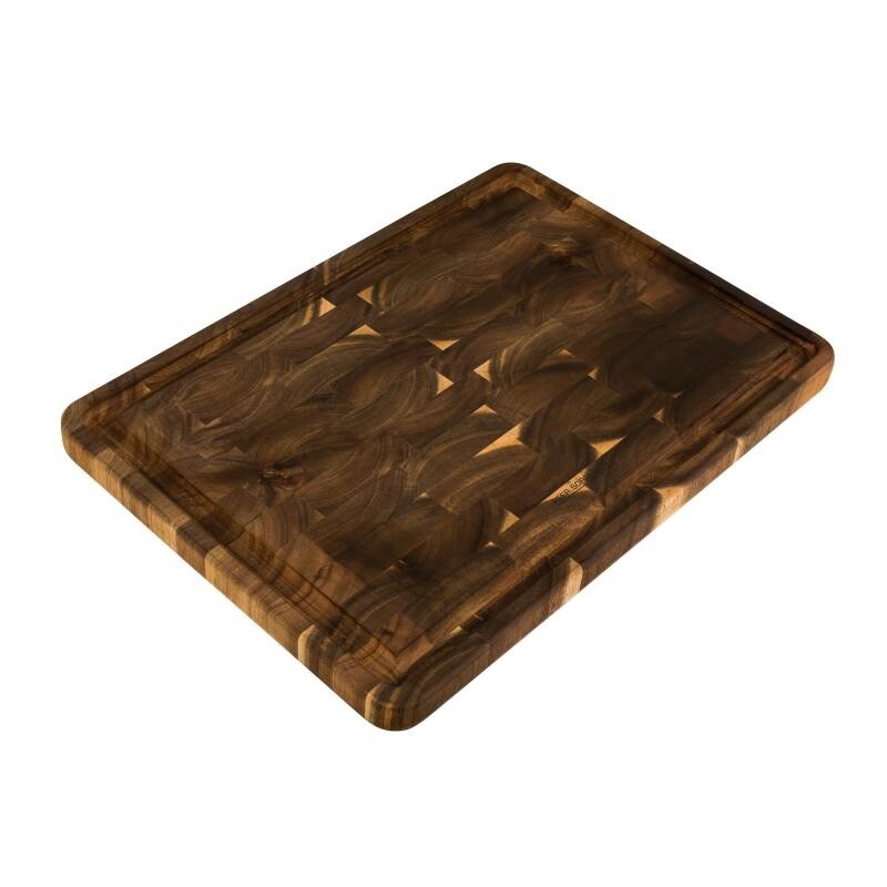 Acacia Wood End Grain Cutting Board With Juice Groove