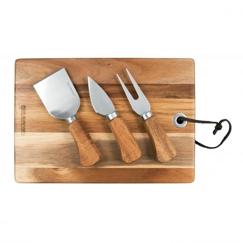 Rectangular Cheese / Serving Board With 3 Cheese Knives