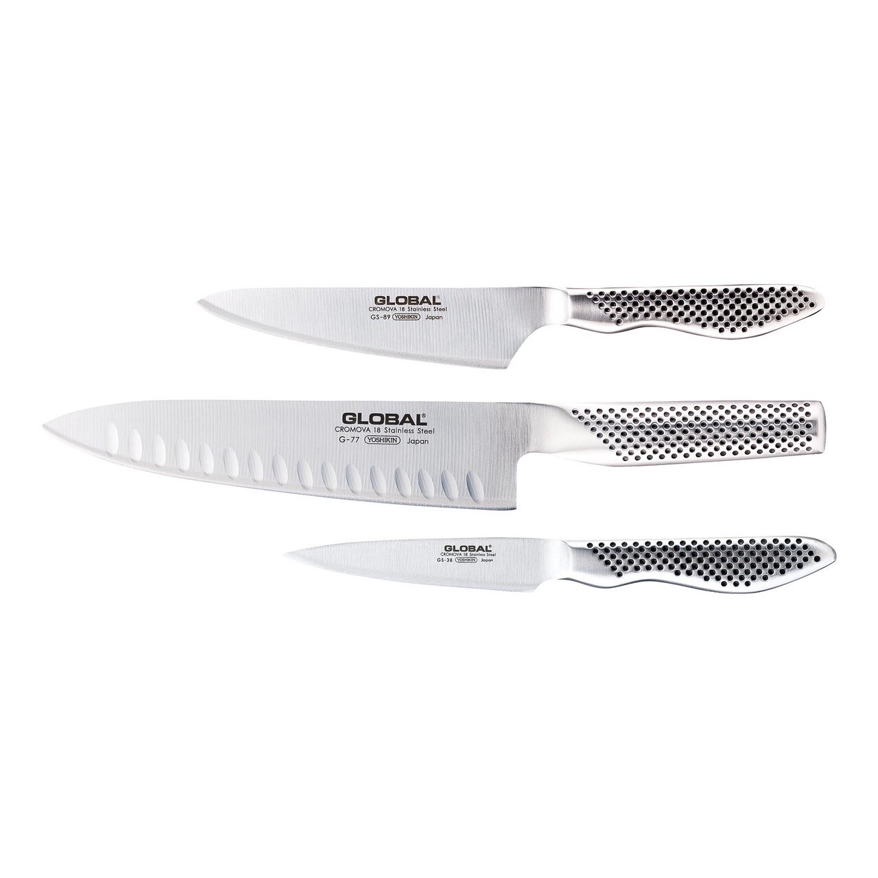 Classic 3 Piece Knife Set with Fluted Cooks Knife