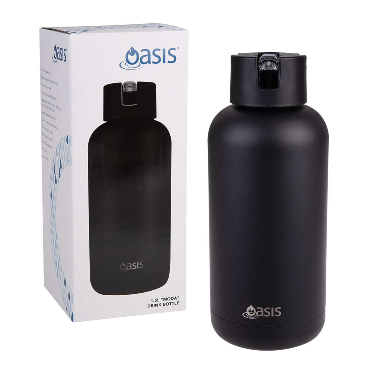 Ceramic Lined Stainless Steel Triple Wall Insulated Drink Bottle - 1.5L(8 Colors), Colour: Black