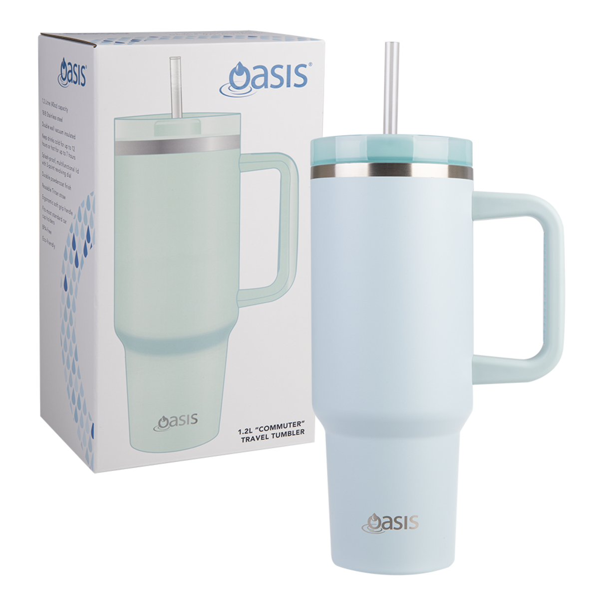 Stainless Steel Insulated Travel Tumbler - 1.2L, Colour: Sea Mist