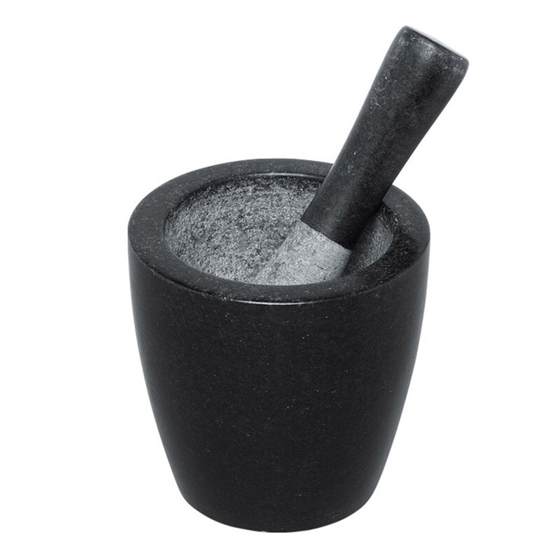 13cm Conical Black Mortar/Pestle - Black