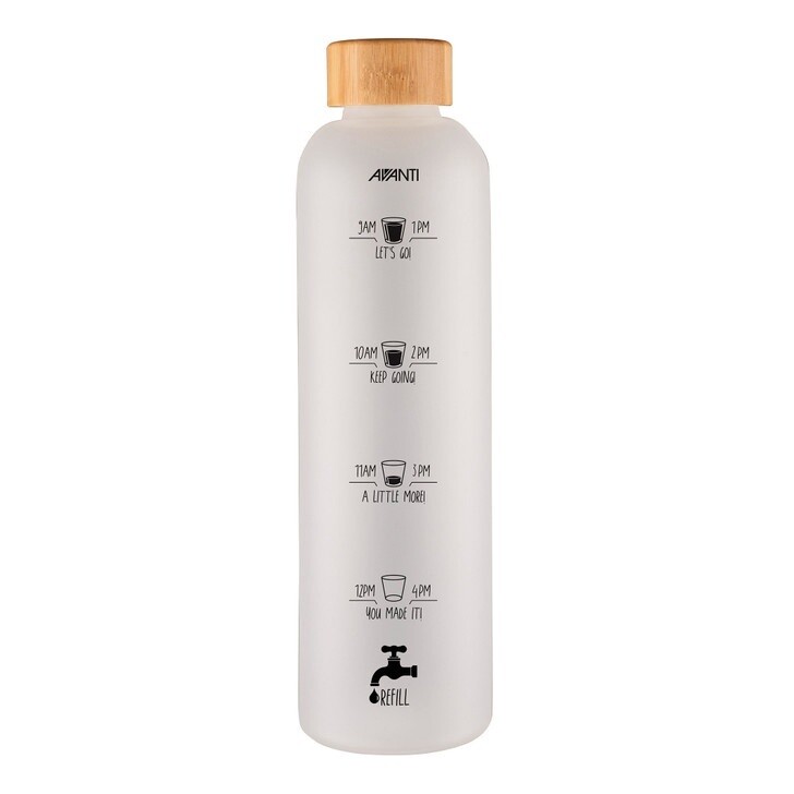 Drink More Velvet Glass Bottle 1L Frosted White