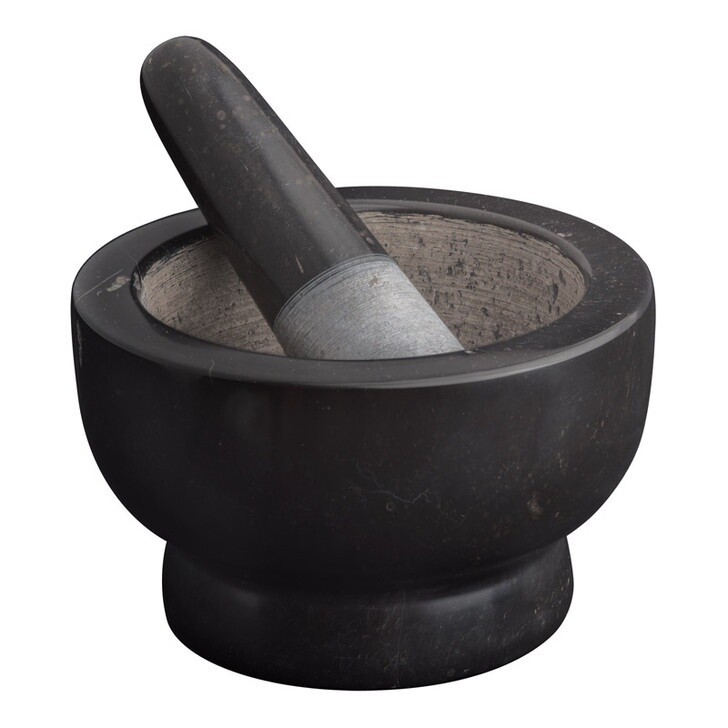 Marble Footed Mortar &amp; Pestle - Black