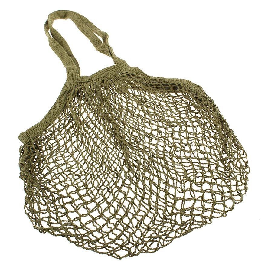 Cotton String Bag Long Handle - 8 Colors, Colour: Avocado
