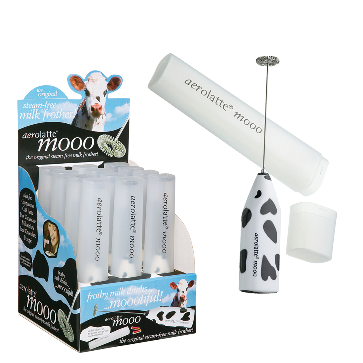 Mooo Milk Frother with Case  -  Cow Print
