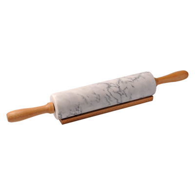 Grey Marble Rolling Pin With Cradle