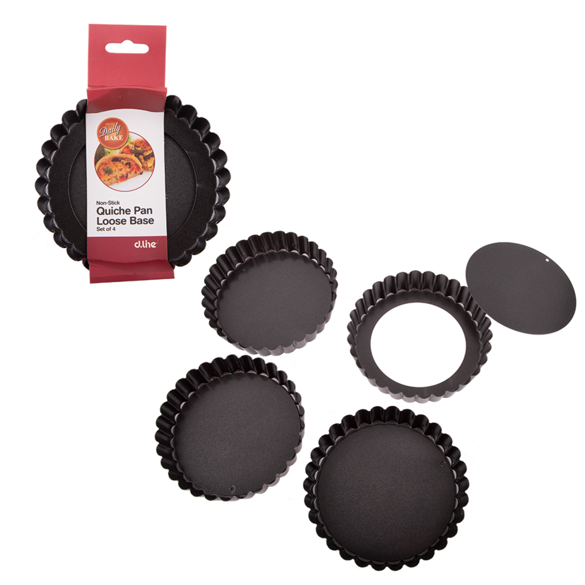 Non-Stick Quiche Pan Loose Base 12Cm Dia. X 2.5Cm Set 4