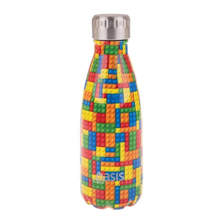 Stainless Steel Hydrations Double Wall Insulated Drink Bottle Patterns - 350ml(10 Colors), Colour: Bricks