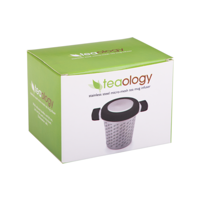 Stainless Steel Micromesh Tea Mug Infuser With Lid - Black