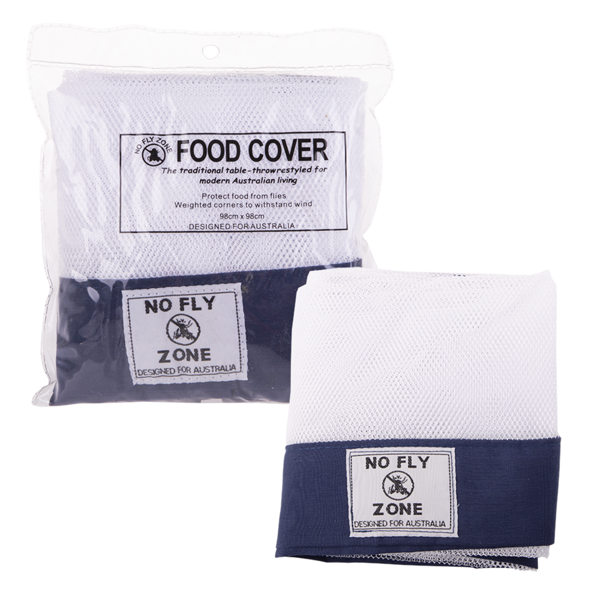 &#39;No Fly Zone&#39; Table-Throw Food Cover Navy, Colour: Navy