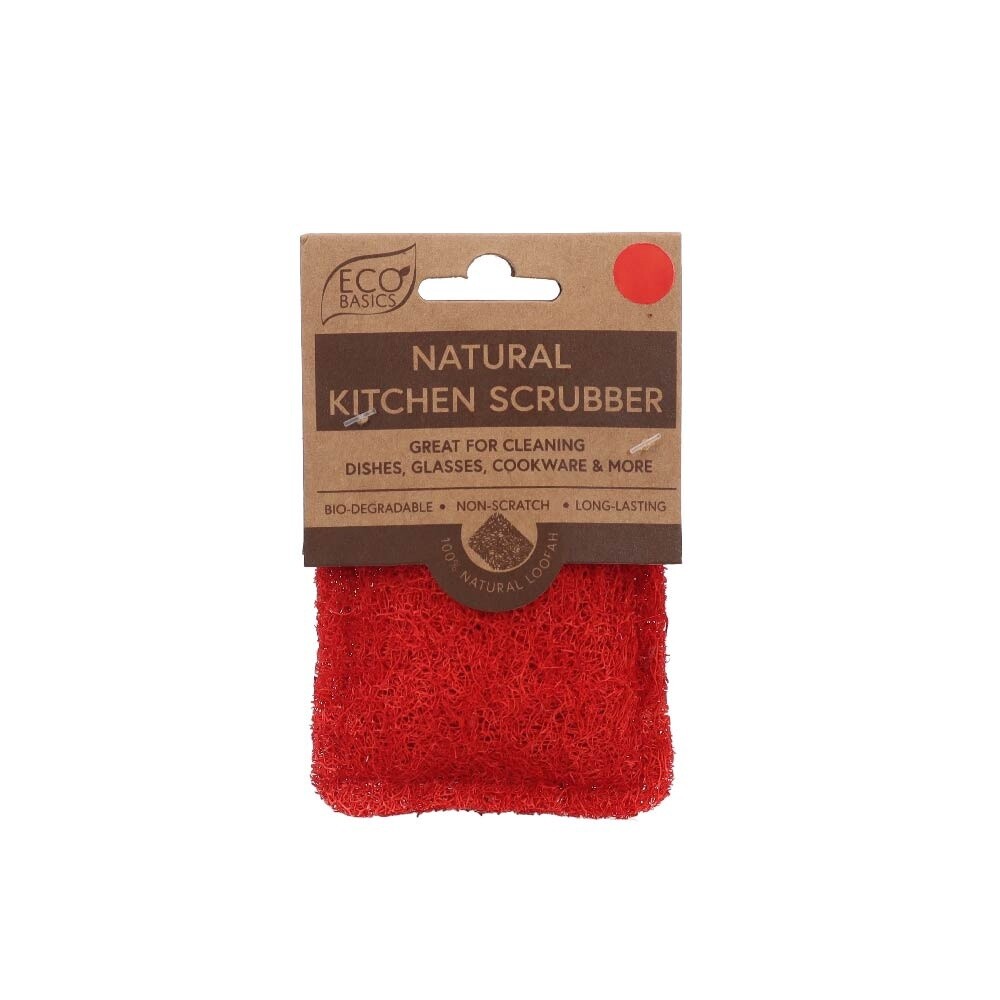 Eco Basics Natural Kitchen Scrubber, Color: Coral