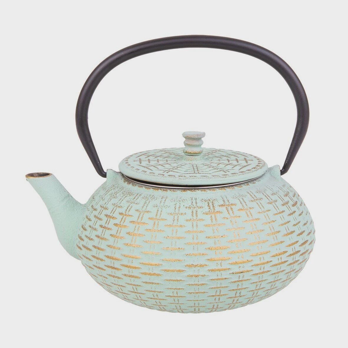 Cast Iron Teapot 800Ml- Mint Gold, Colour: Mint/Gold