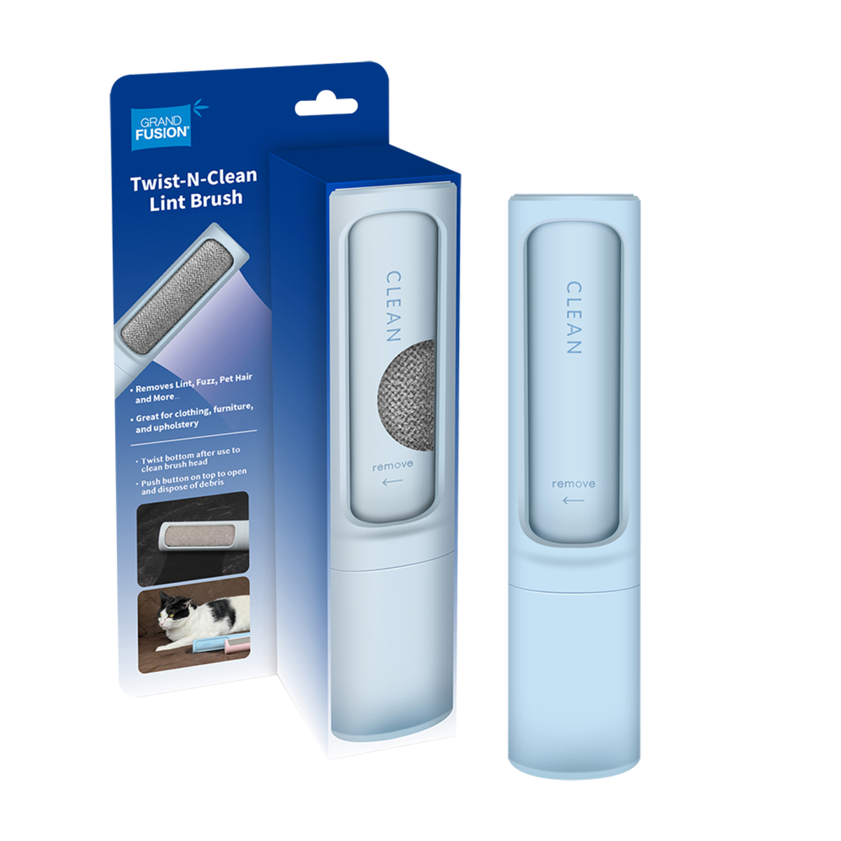 Twist-N-Clean Lint Brush - Blue, Colour: Blue