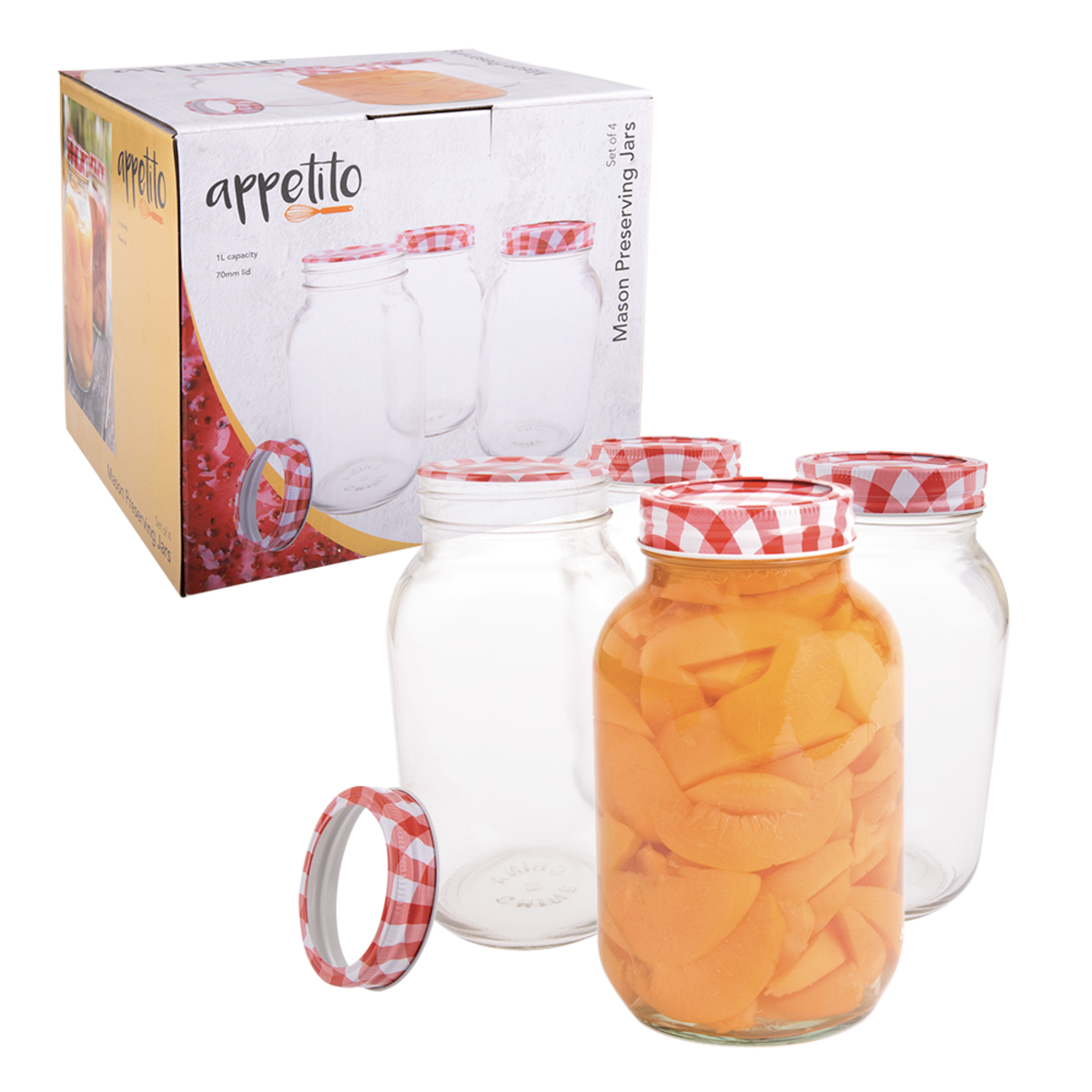 Mason Preserving Jars 1L Set of 4
