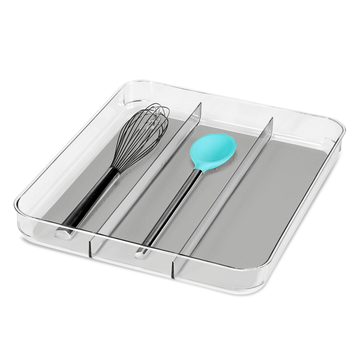 Clear Soft Grip Utensil Tray 40 X 32.7 X 4.8cm - Grey, Colour: Grey