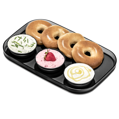 Large Serving Tray With 3 Bowls 39.4 X 25.4cm - Carbon Black