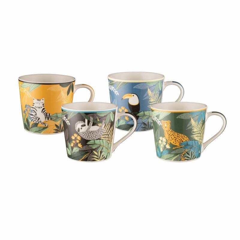 Conical Mug 400ml, Set of 4 - Tartan Blues