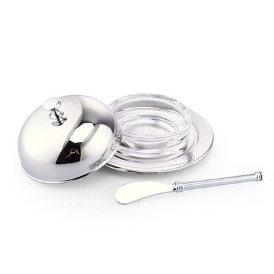 Tableware Stainless Steel Butter Dish With Lid &amp; Butter Knife Round