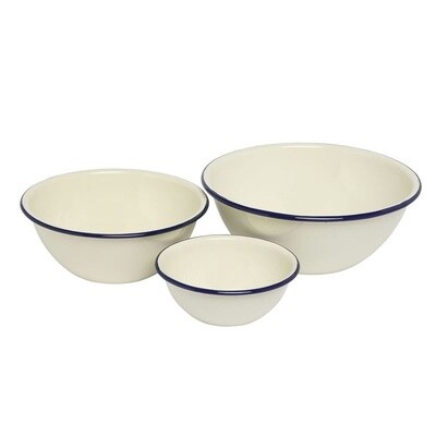 Enamel Mixing Bowl Set 3 Blue