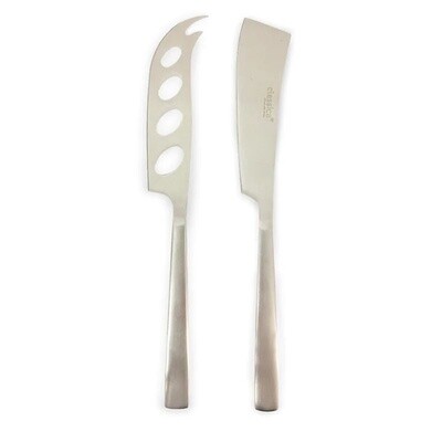 Classica-St Clare Nordic 2 Piece Cheese Set Silver Matte Finish - Stainless Steel