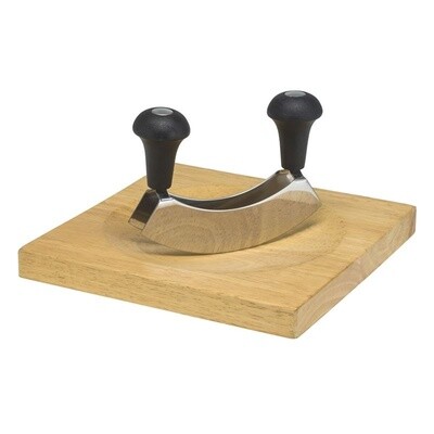 Double Blade Mezzaluna With Chopping Board Set - 15cm