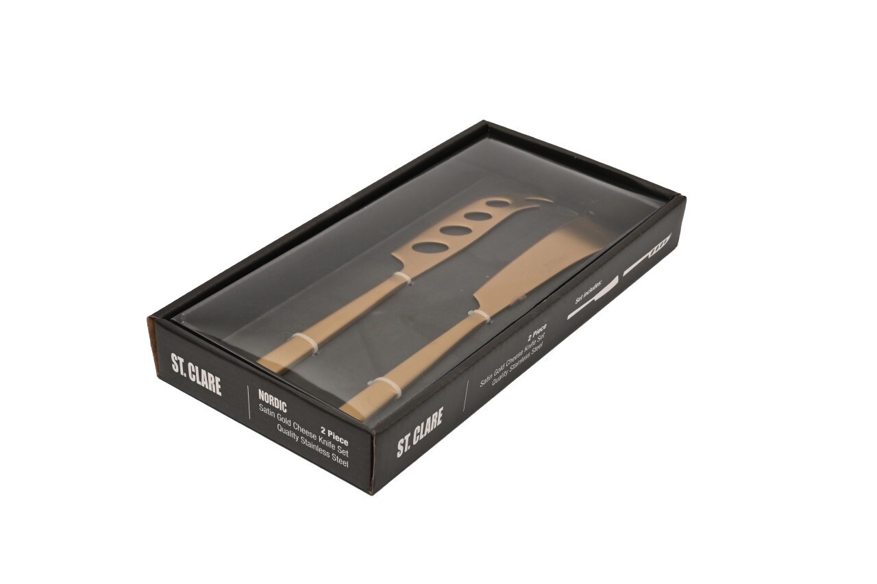 St Clare Nordic 2 Pce Cheese Set Gold Matte Finish - Stainless Steel