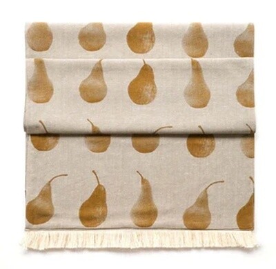 Pear Table Runner With Fringe Mustard