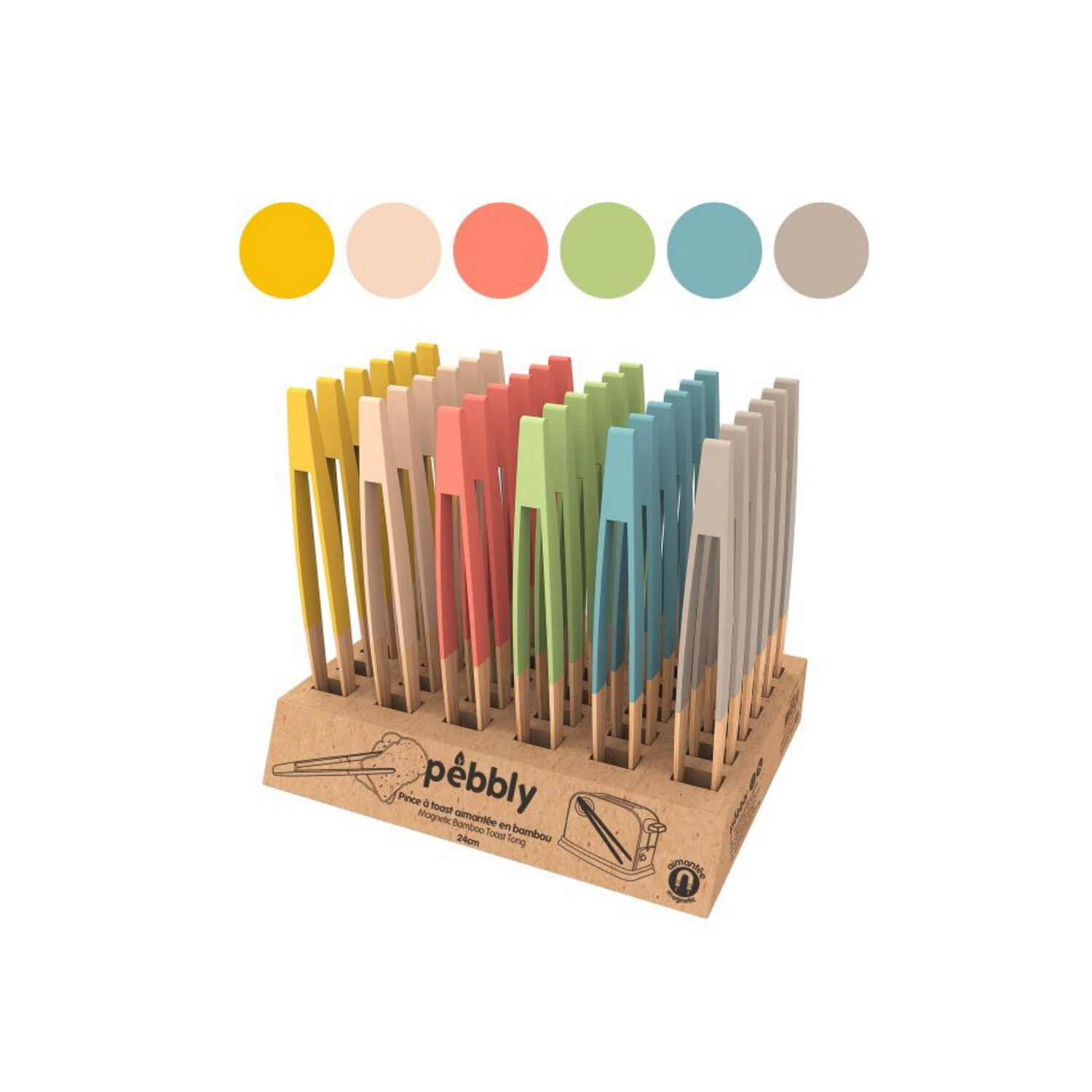 Magnetic Toast Tongs Assorted Colours 24cm