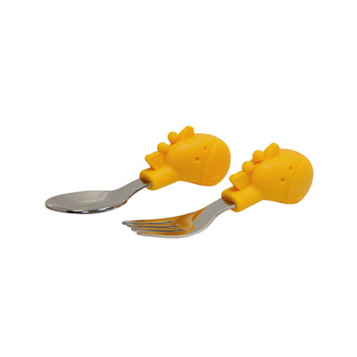 Palm Grasp Spoon &amp; Fork Set - Lola Yellow