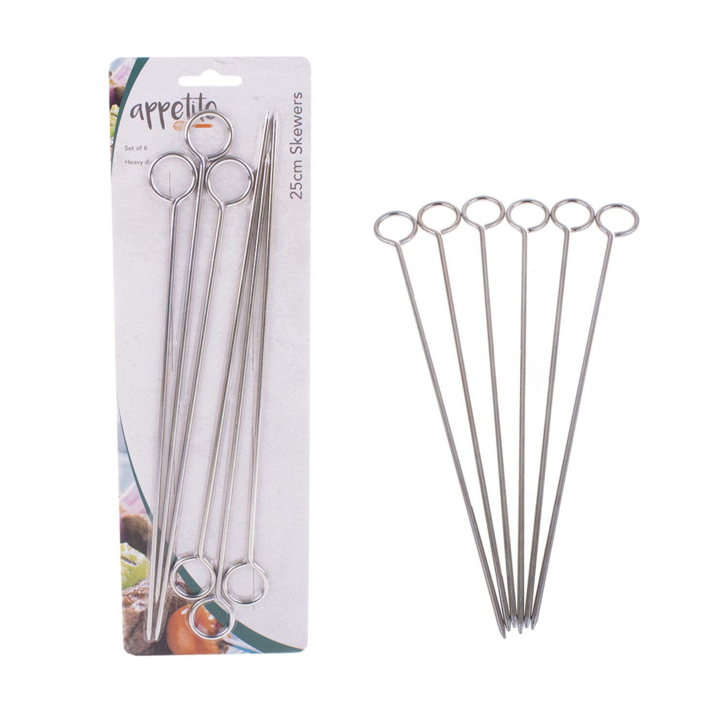 Chrome Skewers 10&quot;/25cm Set 6