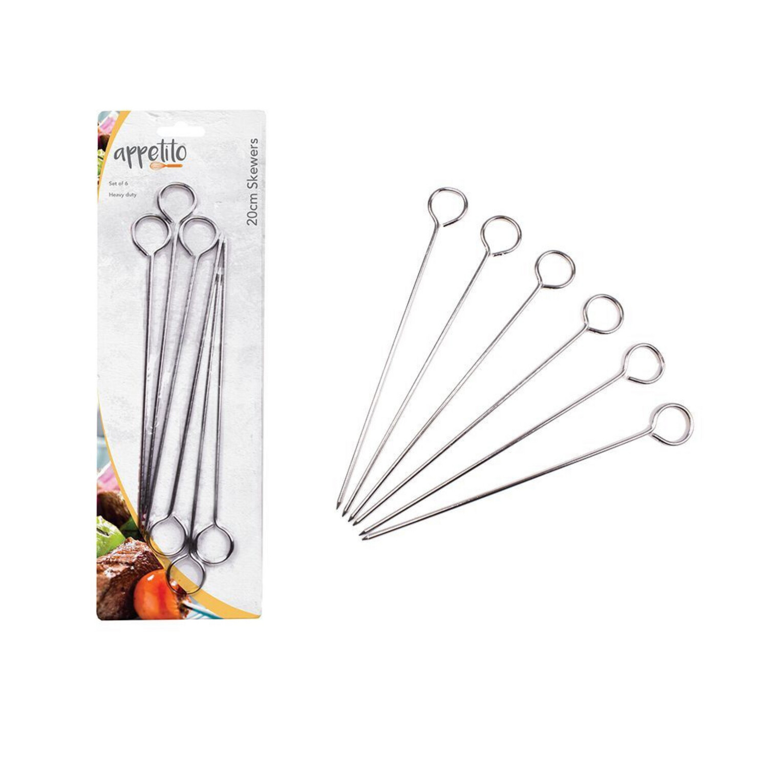 Chrome Skewers 8&quot;/20cm Set 6