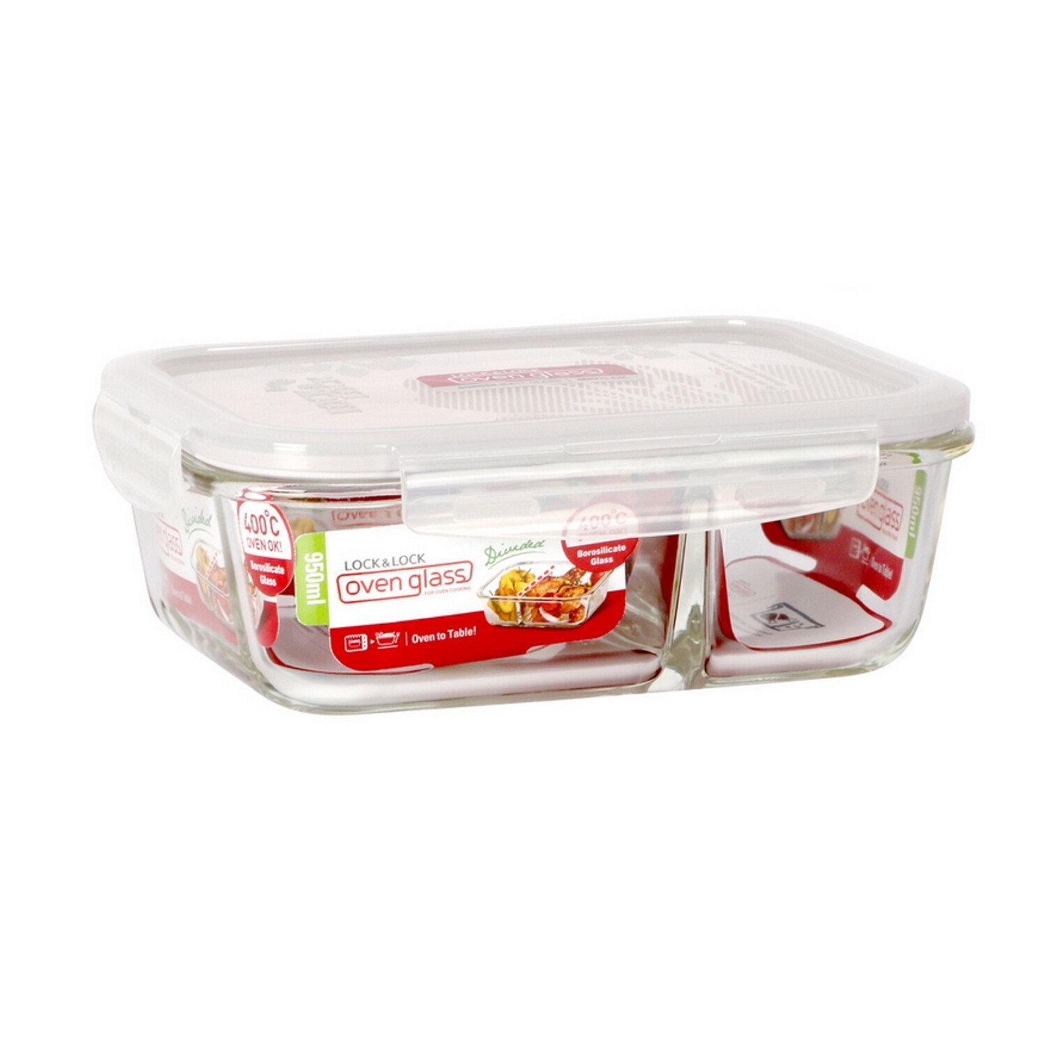 Boroseal Heat Resistant Glass Rectangular with Divider - 950ml