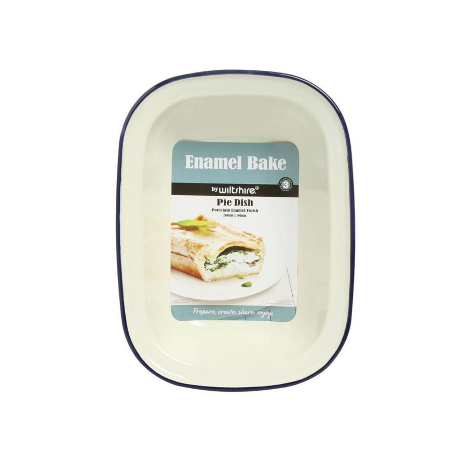 Enamel Oblong Pie Dish 1L Blue