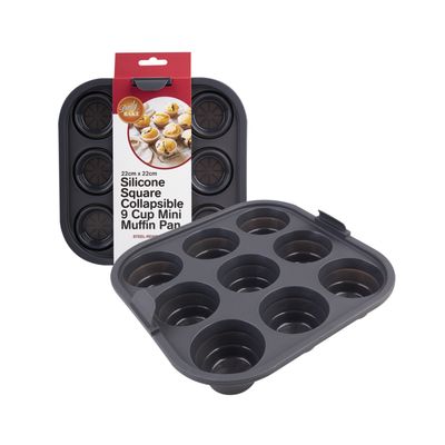 Square Collapsible 9 Cup Mini Muffin Pan 22 x 22cm
