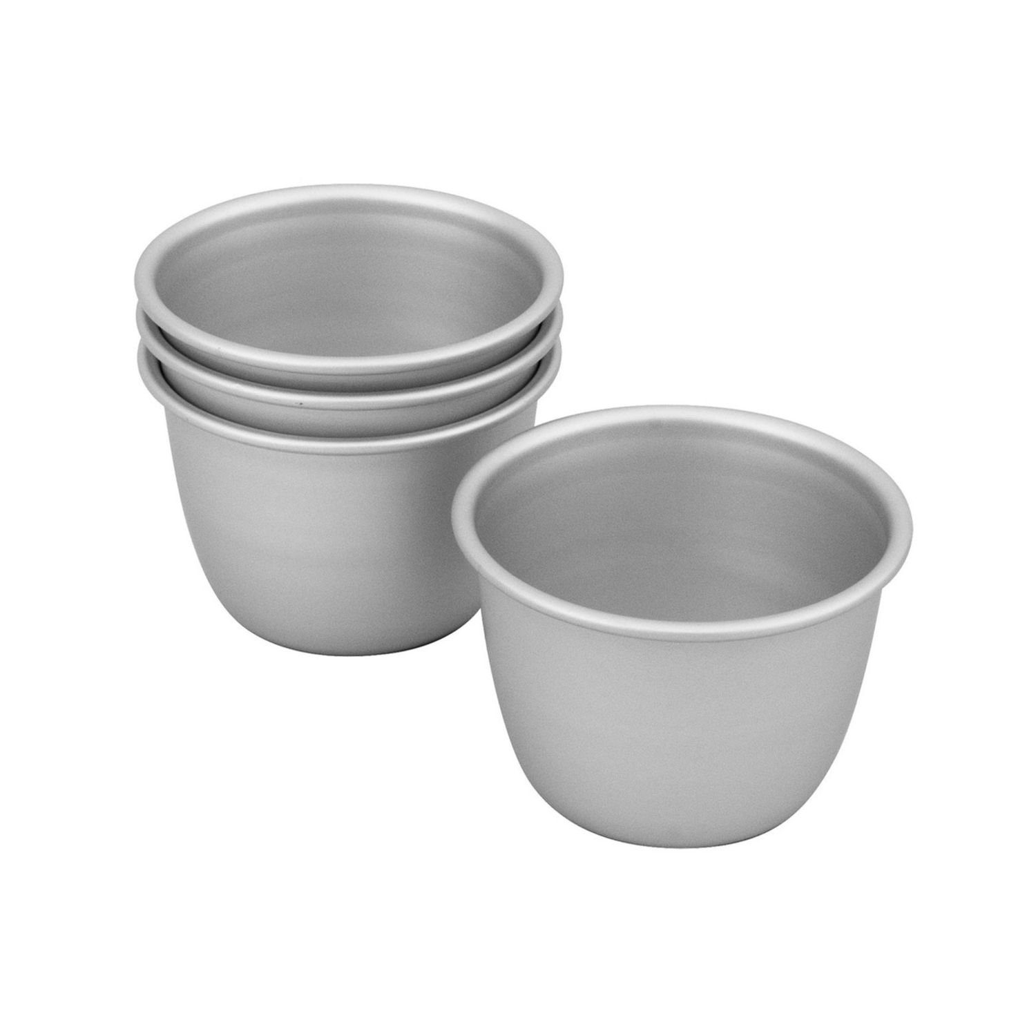 Silver Anodised Set of 4 Pudding Pan 7.5x6cm