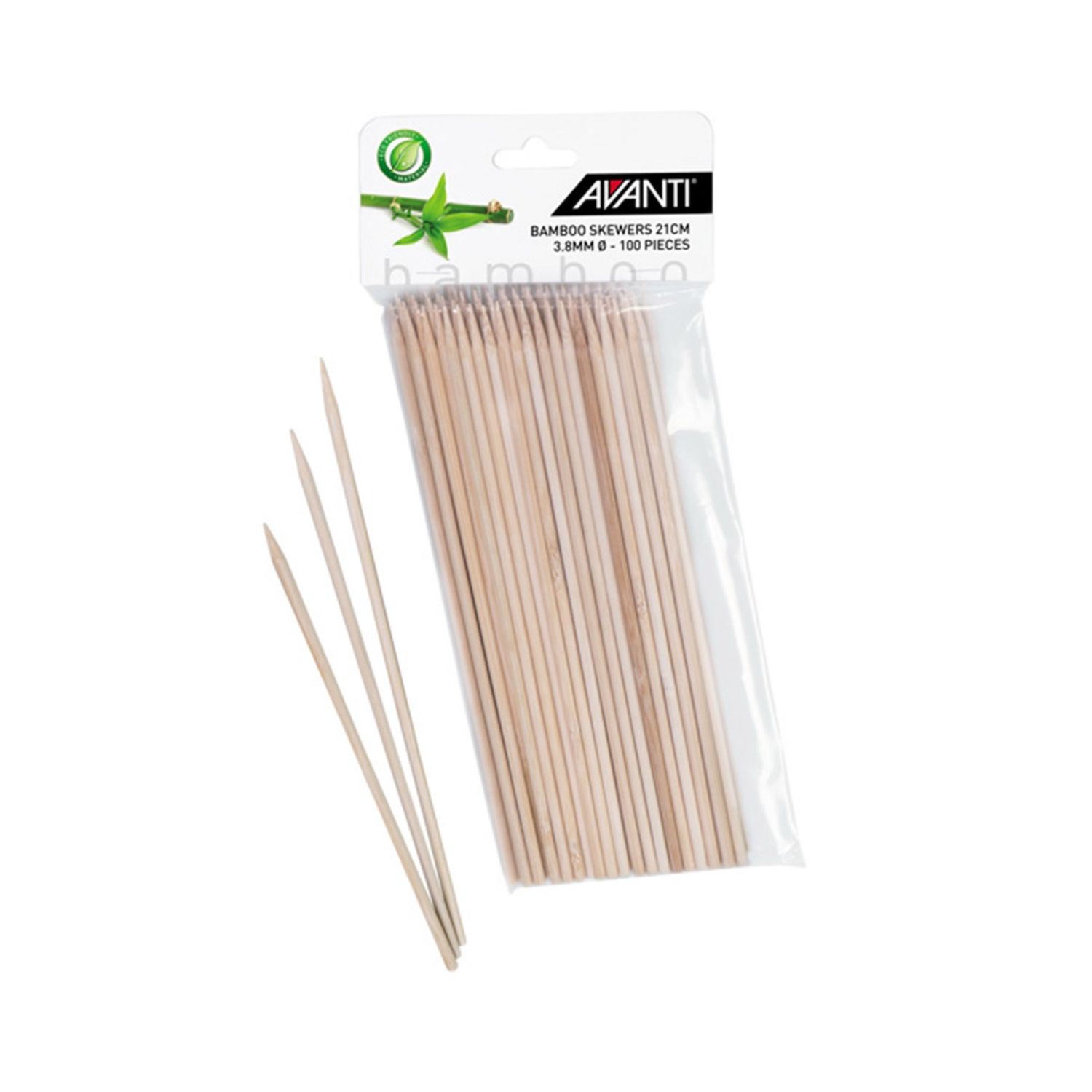 Bamboo Skewers 21cm - 100Piece Pack