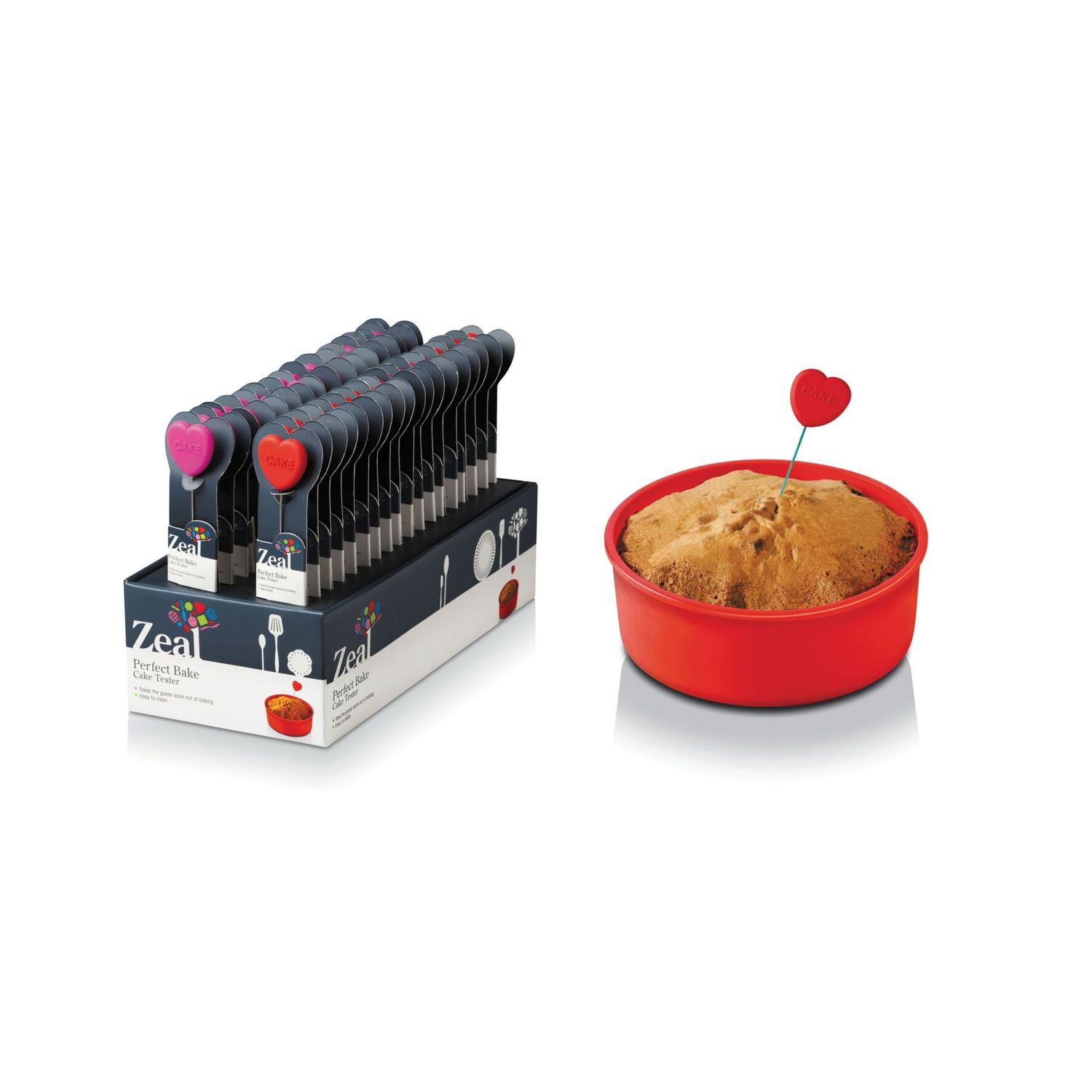 Stainless Steel &quot;Heart&quot; Silicone Cake Tester 2 Asst Colours