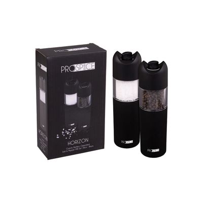 Horizon Gravity Battery Operated Salt &amp; Pepper Mill Set 18Cm - Black