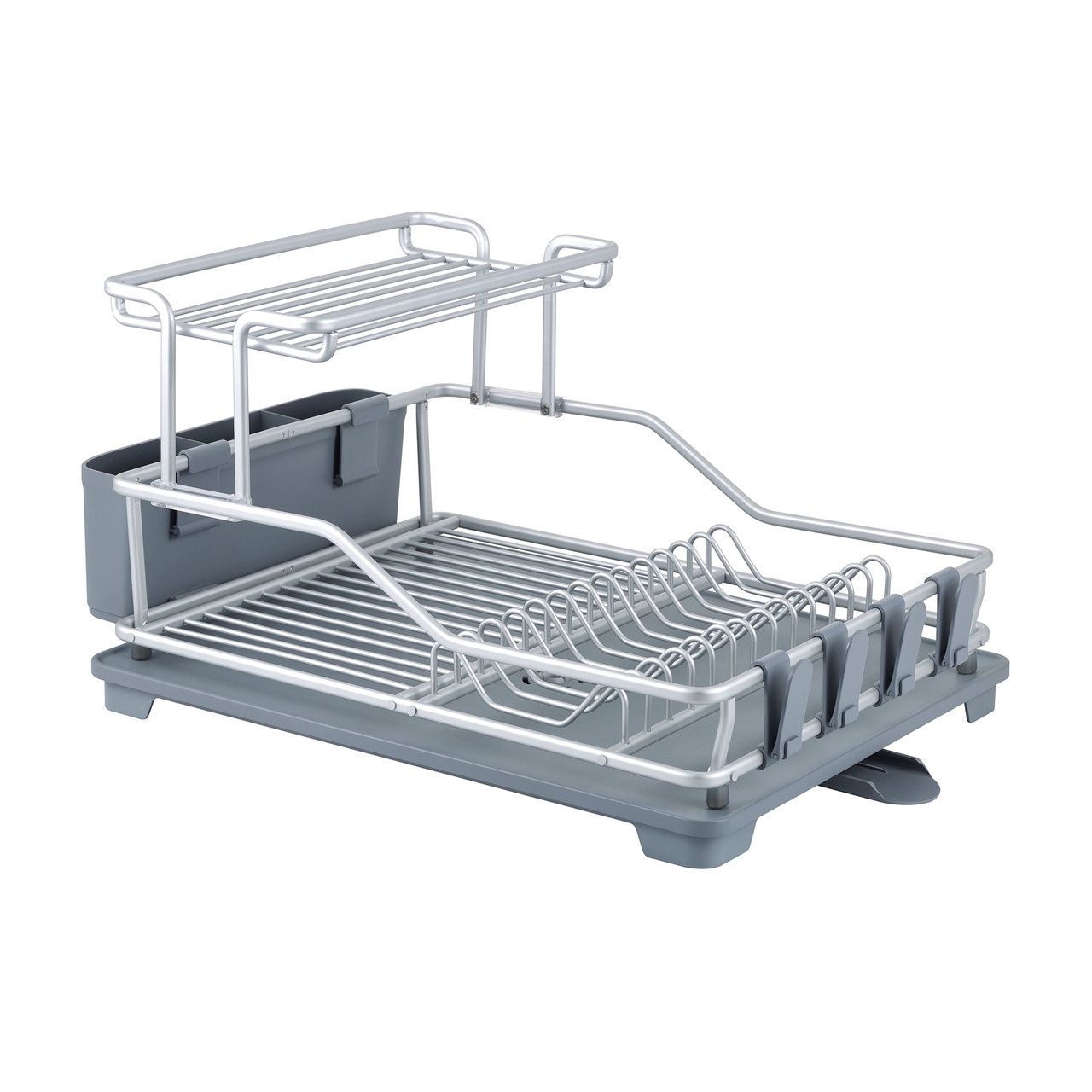 Bravo Aluminium Double Decker Dish Rack with Draining Tray