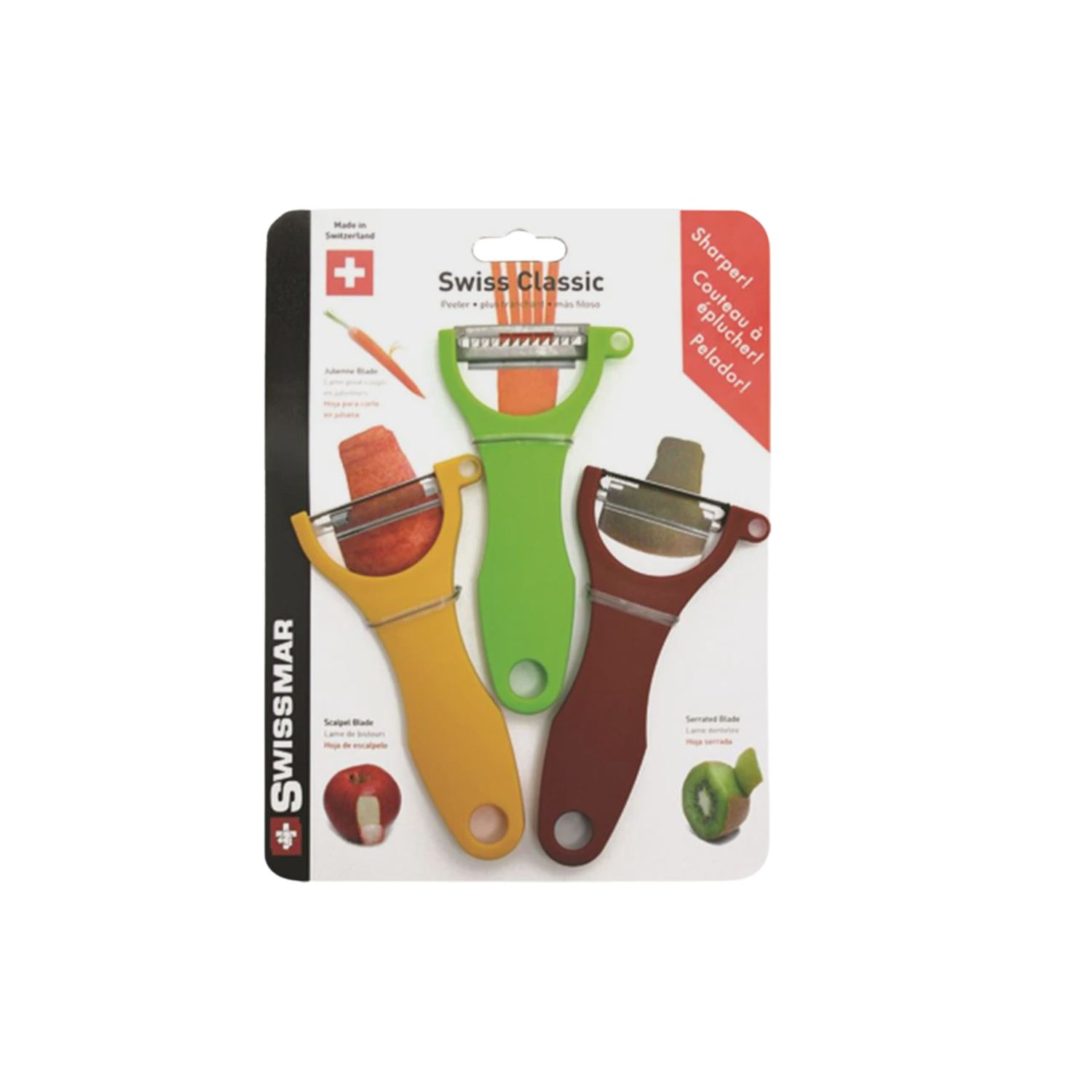Swiss 3 Piece Peeler Set (Serrated, Scalpel, Julienne)