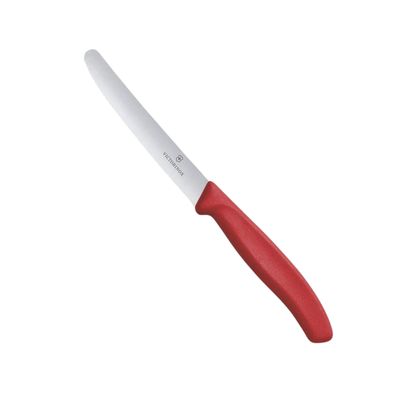 Steak &amp; Tomato Knife, 11cm Rnd Tip, Wavy Edge, Nylon - Red