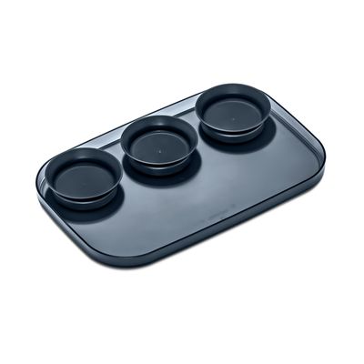Large Serving Tray With 3 Bowls 39.4 X 25.4cm - Midnight Blue