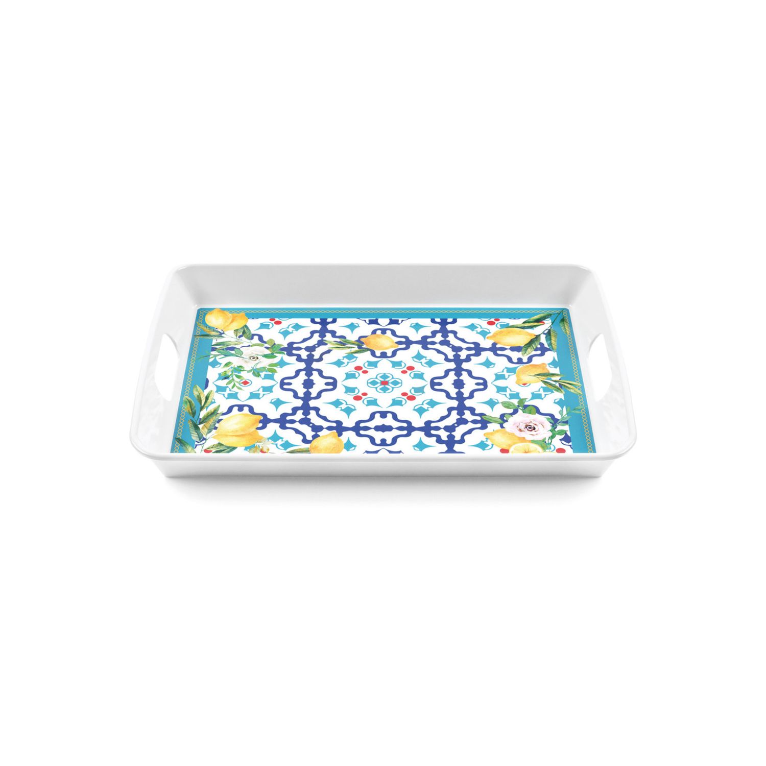 Rectangular Tray With Handles Flower &amp; Lemon