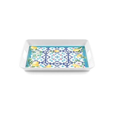 Rectangular Tray With Handles Flower &amp; Lemon