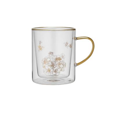 Honey Bee Glass Double Walled Mug