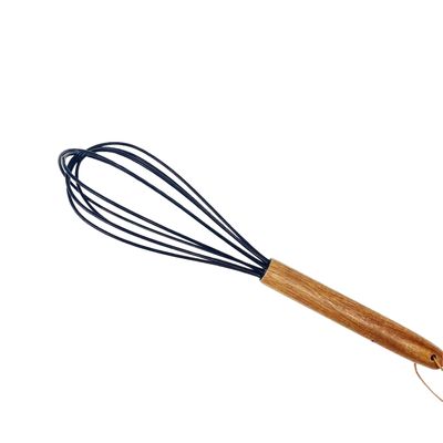 Acacia Handle With Black Silicone Wire Whisk