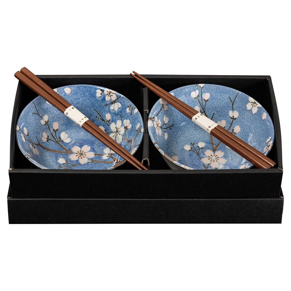 FUJISAKURA Set 2 Bowls &amp; 2 Chopsticks 15Dx7H