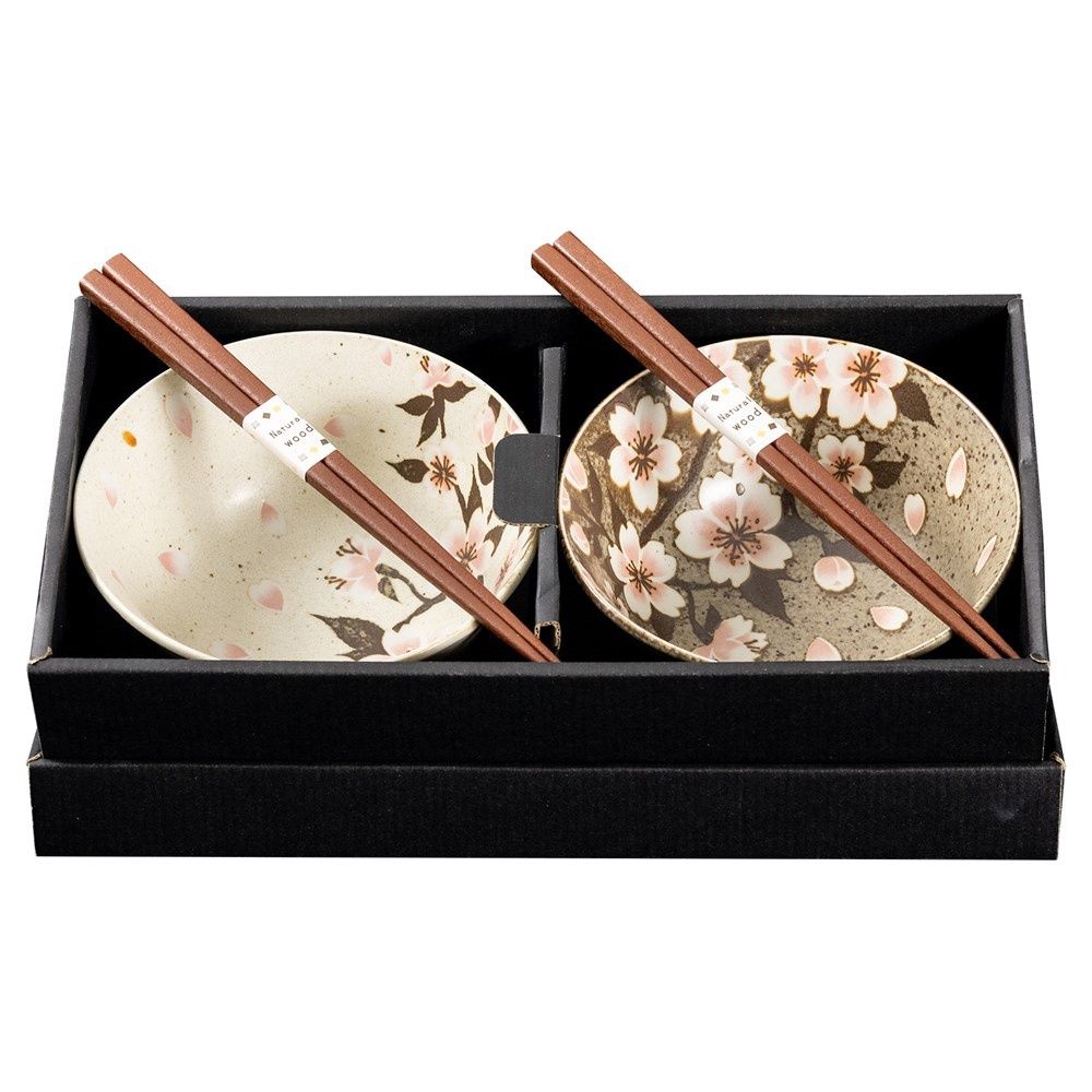 IGAZAKURA Set 2 Bowls &amp; 2 Chopsticks 15Dx7H
