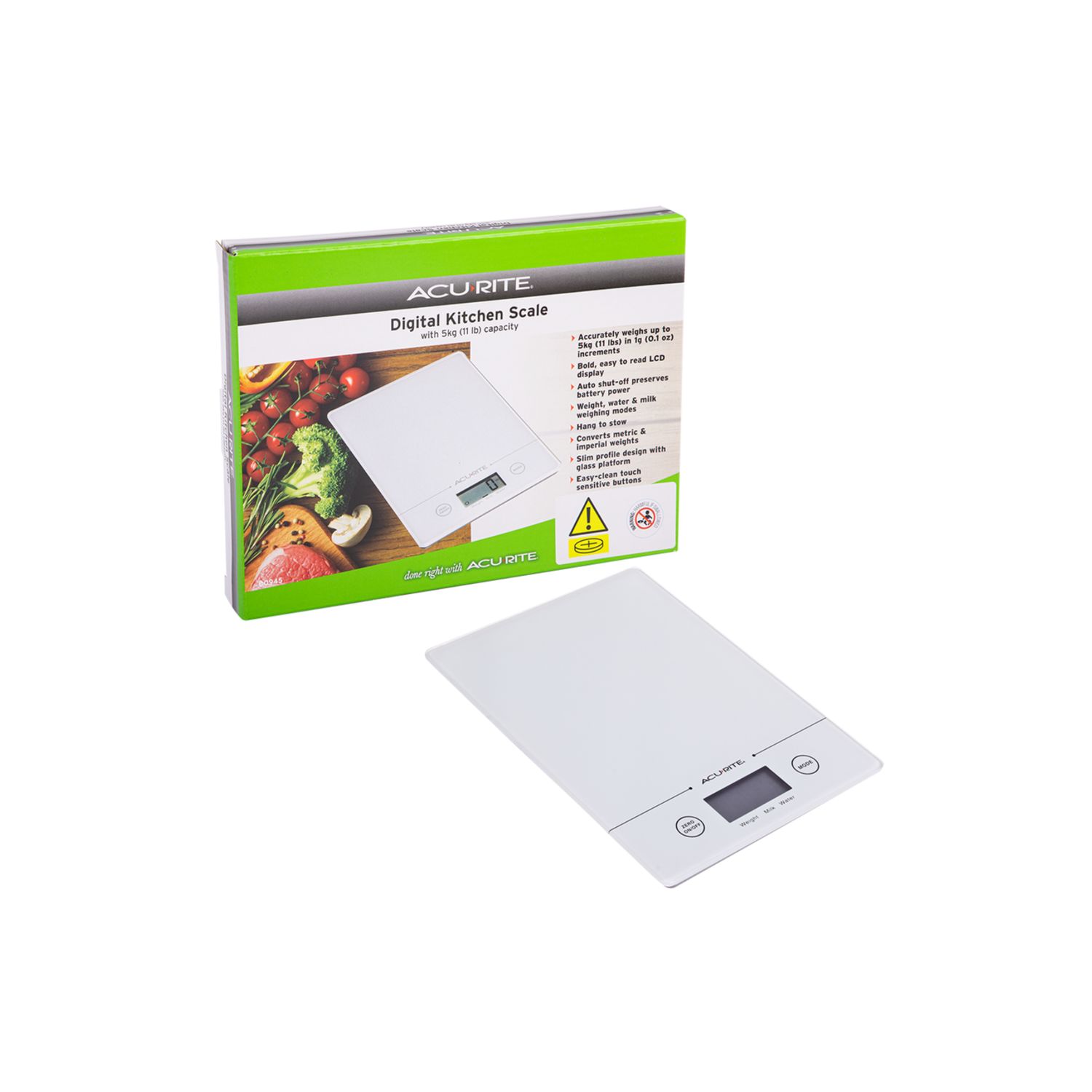 Slim Line Digital Scale 1g/5kg - White, Colour: White